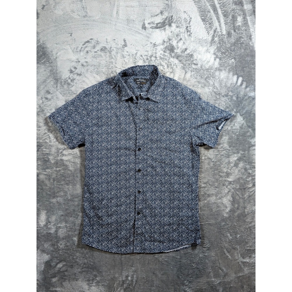 Marc Anthony Mens Slim Fit Short Sleeve Button Down Shirt Navy Blue Size S